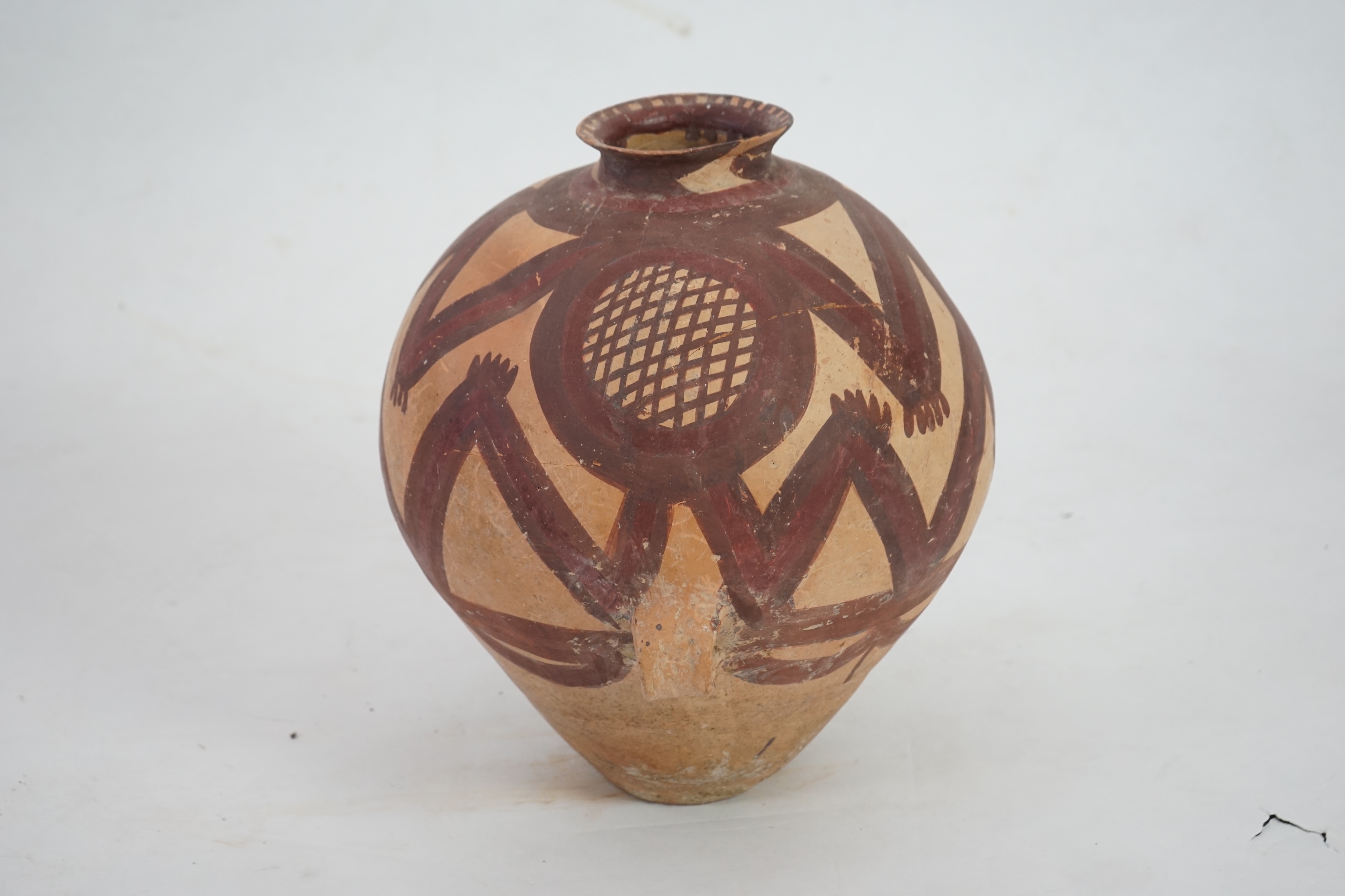 A large Chinese Neolithic Machang painted pottery jar, c.2300-2000 BC) of the Majiayao culture